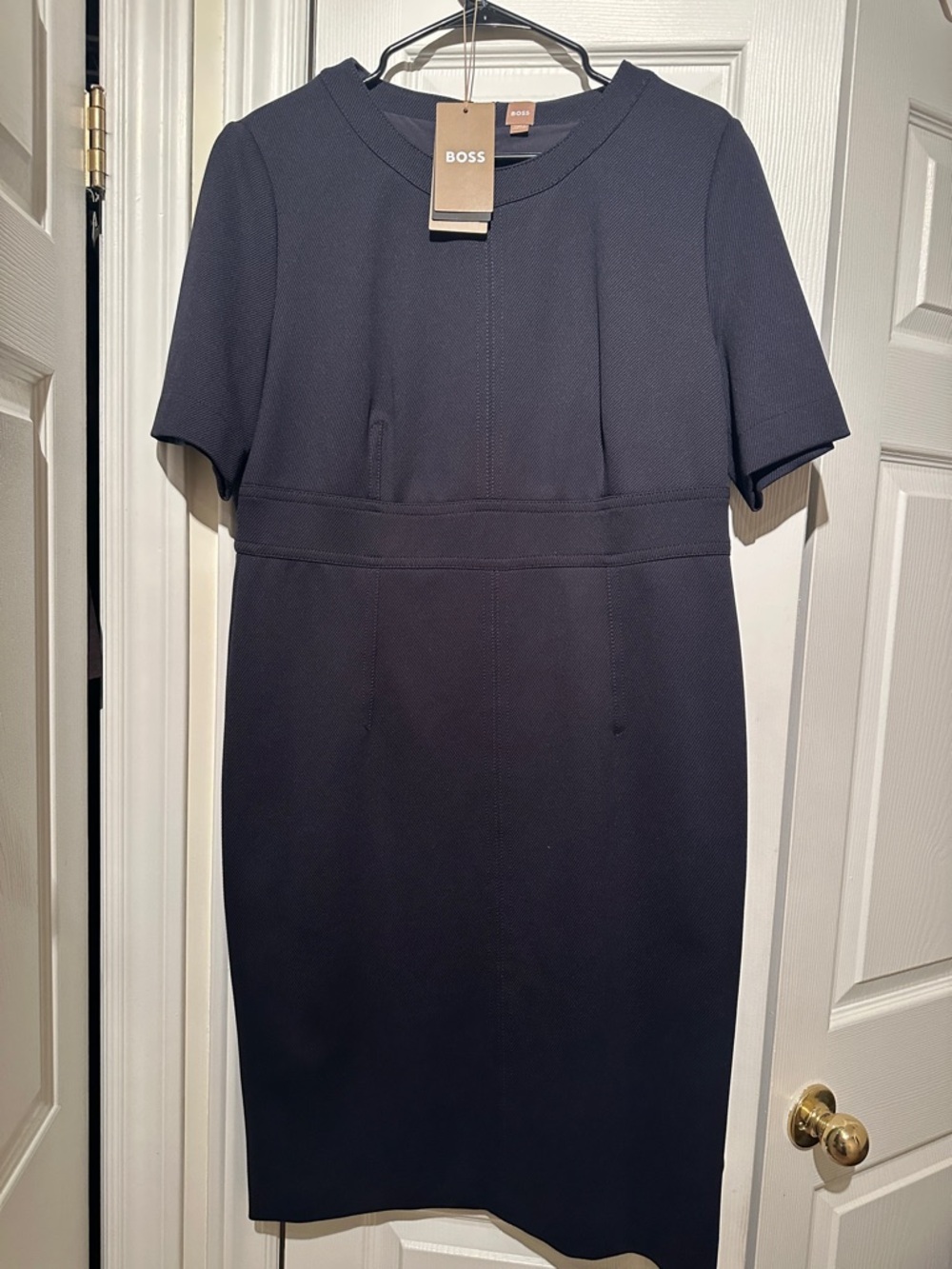 BOSS Navy Short-Sleeve Sheath Dress